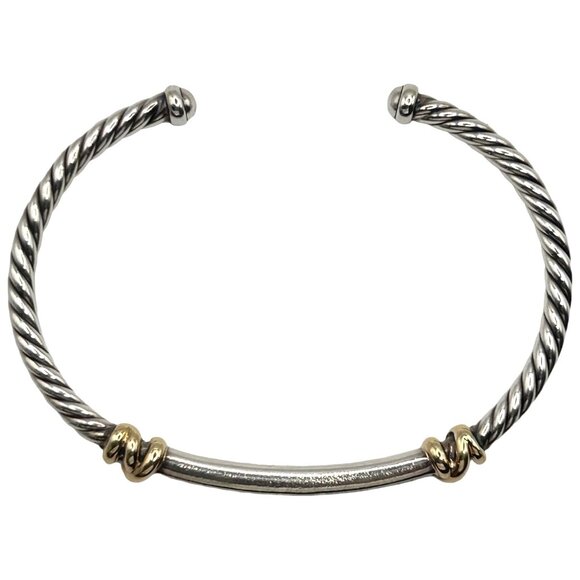 David Yurman Petite Helena Cable Station Bracelet 925 Silver/18k with Diamonds - Picture 4 of 9